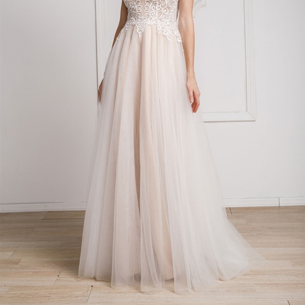 PROM EVENING METALLIC GLITTER DRESS AC921 OFFWHITE - Picture 2 of 5